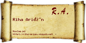 Riha Arián névjegykártya